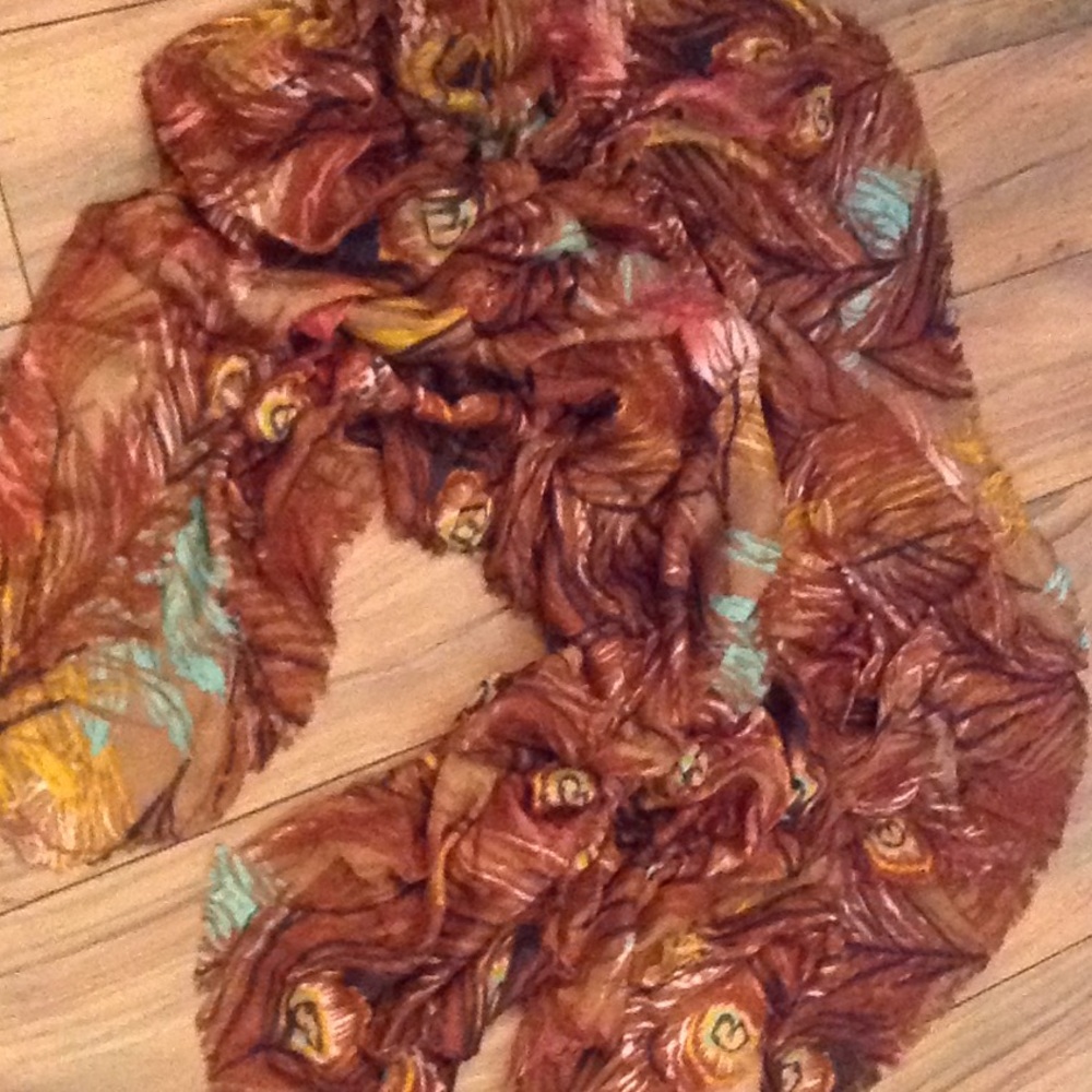42"Square Feather Print Scarf